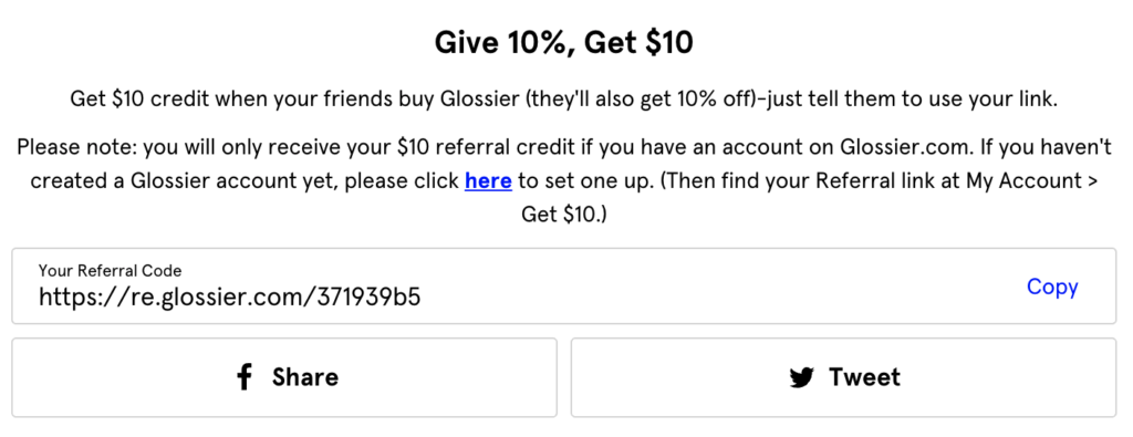 Glossier refer a friend discount