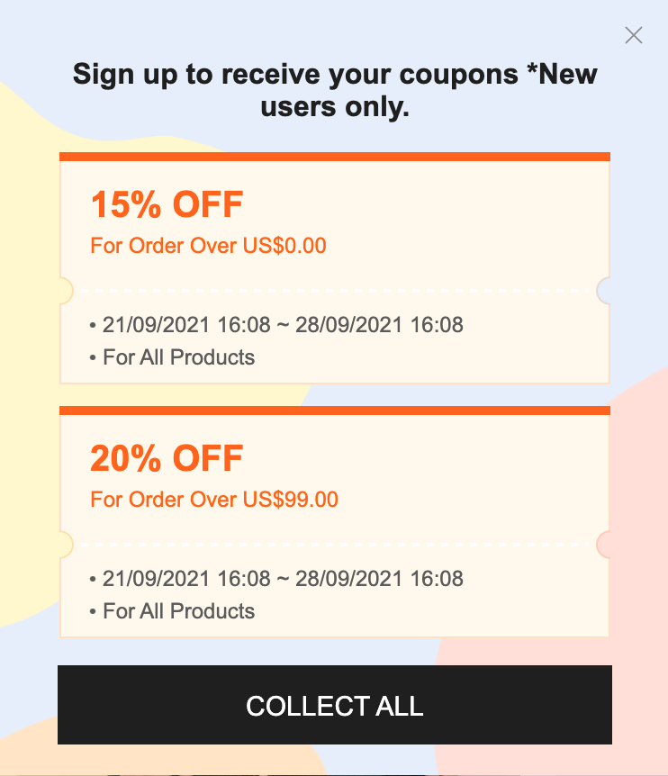 SHEIN newsletter signup discount